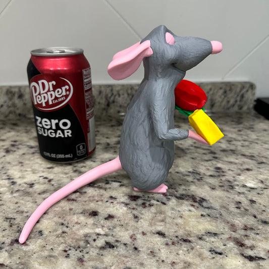 Rat Holding Cheese and Strawberry – 3D Printed Figurine