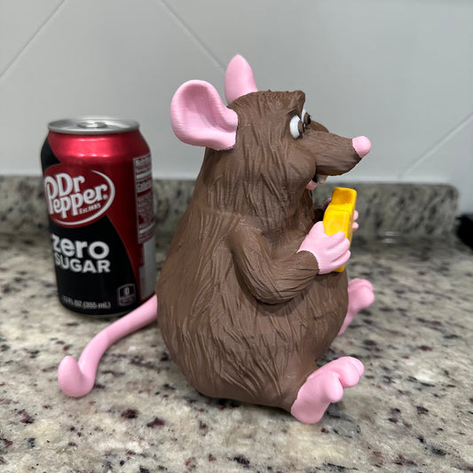 Fat Rat Holding Cheese – Chunky 3D Printed Figurine