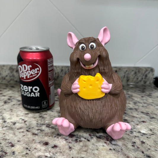 Fat Rat Holding Cheese – Chunky 3D Printed Figurine