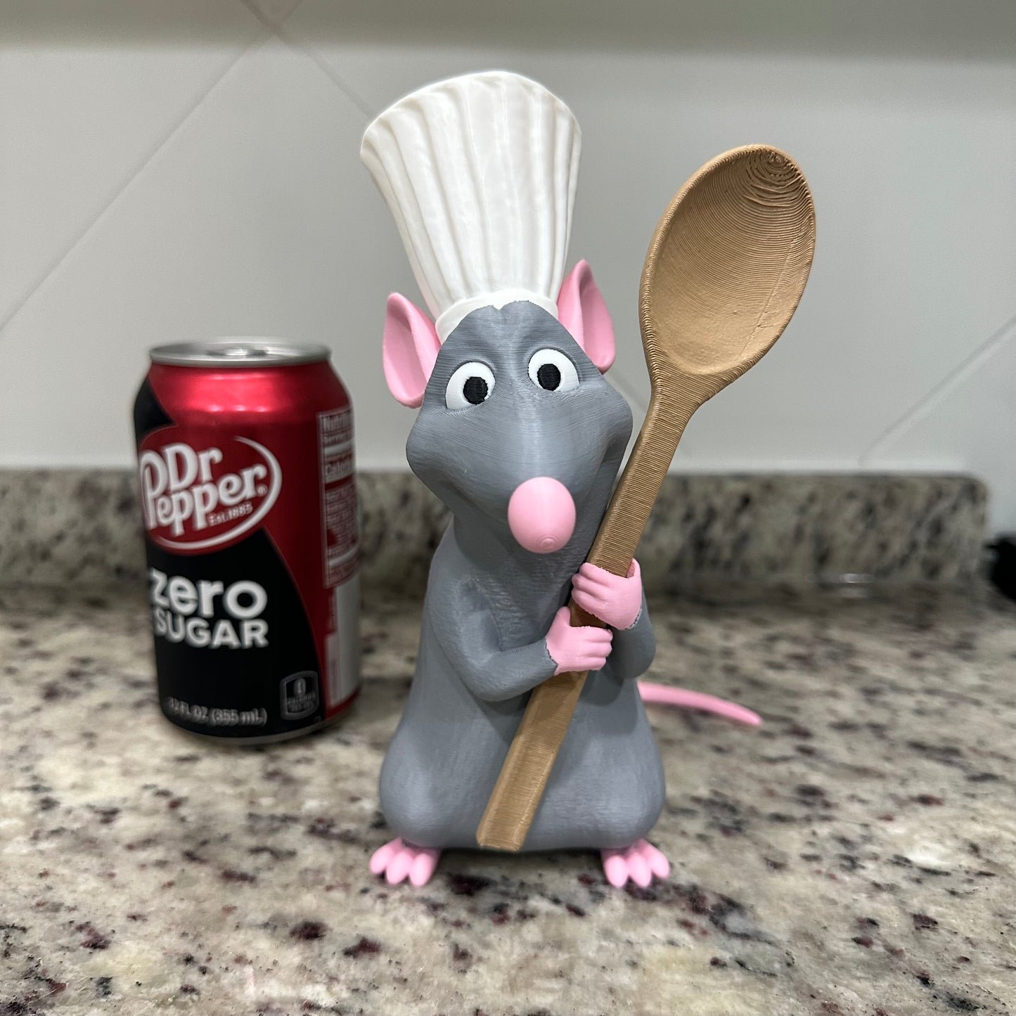 Chef Rat Holding Spoon – 3D Printed Kitchen Figurine