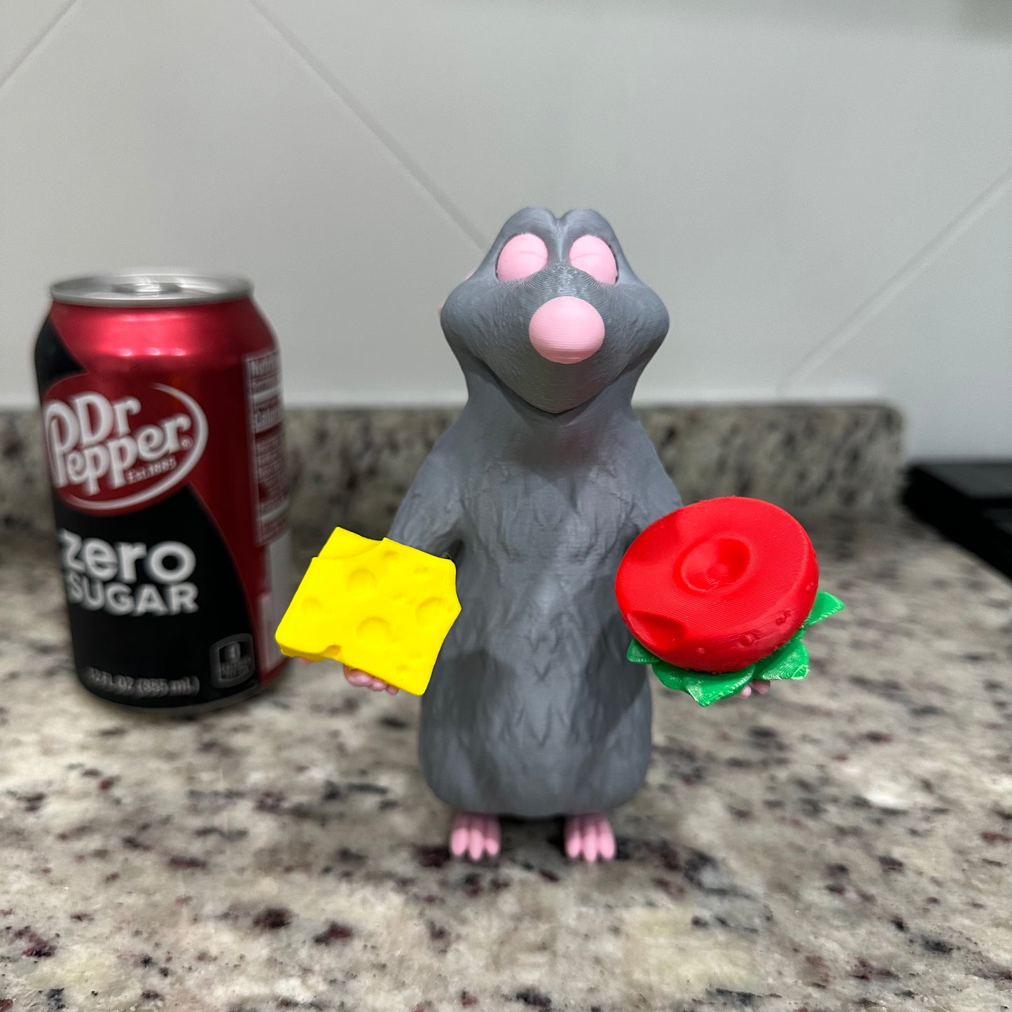 Rat Holding Cheese and Strawberry – 3D Printed Figurine