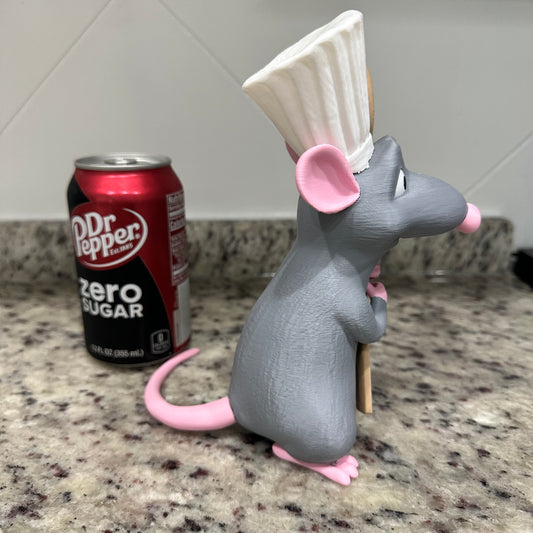 Chef Rat Holding Spoon – 3D Printed Kitchen Figurine